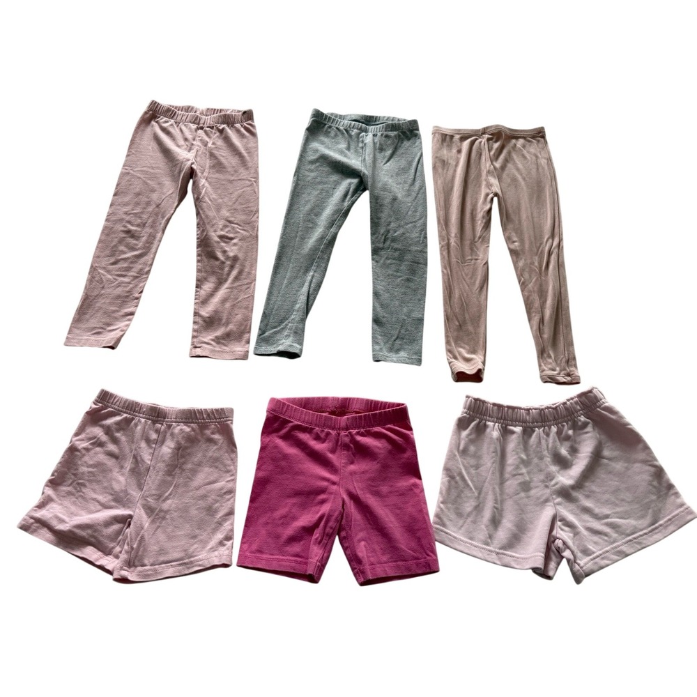 Mixed Leggings Shorts Set Toddler 2T-3T Pink‎ Grey Good Cotton Blend Basics